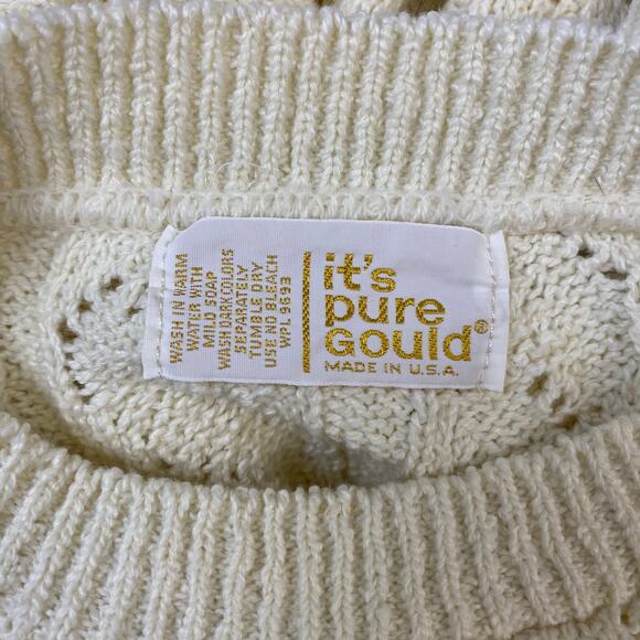 It’s Pure Gould Vintage 1970s‎ Cream Knit Sweater Size Medium Neutral Minimal - Picture 2 of 6